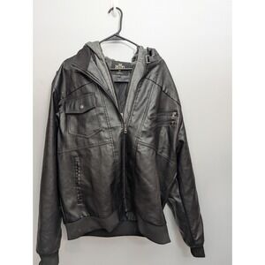 A1 HOOD CREW Men's Genuine Leather Black Jacket – Men Xmas Gift‎ Fast Ship 2XL